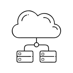 cloud storage icon, cloud storage line art - simple line art of cloud storage, perfect for cloud storage logos and icons