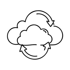 cloud sync icon, cloud sync line art - simple line art of cloud sync, perfect for cloud sync logos and icons