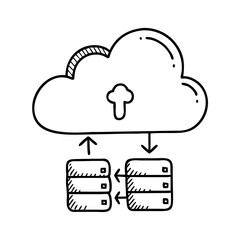 cloud storage icon, cloud storage line art - simple line art of cloud storage, perfect for cloud storage logos and icons