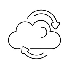 cloud sync icon, cloud sync line art - simple line art of cloud sync, perfect for cloud sync logos and icons