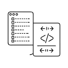 code merge icon, code merge line art - simple line art of code merge, perfect for code merge logos and icons