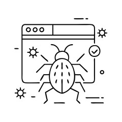 coding bug icon, coding bug line art - simple line art of coding bug, perfect for coding bug logos and icons