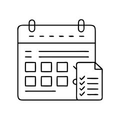 content calendar icon, content calendar line art - simple line art of content calendar, perfect for content calendar logos and icons