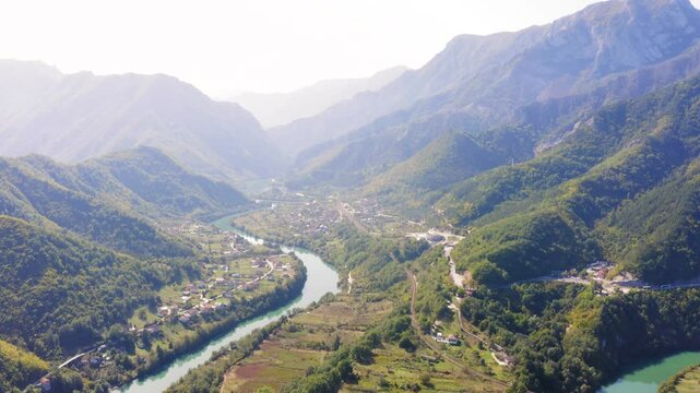 Jablanica, drone view of Neretva river bend in Bosnia and Herzegovina