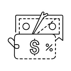 coupon redemption icon, coupon redemption line art - simple line art of coupon redemption, perfect for coupon redemption logos and icons