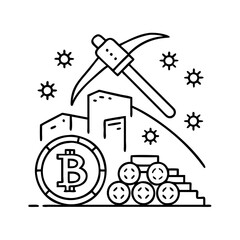 crypto mining icon, crypto mining line art - simple line art of crypto mining, perfect for crypto mining logos and icons