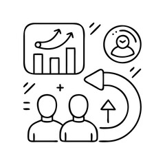customer retention icon, customer retention line art - simple line art of customer retention, perfect for customer retention logos and icons