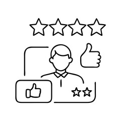customer review icon, customer review line art - simple line art of customer review, perfect for customer review logos and icons