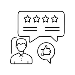 customer review icon, customer review line art - simple line art of customer review, perfect for customer review logos and icons