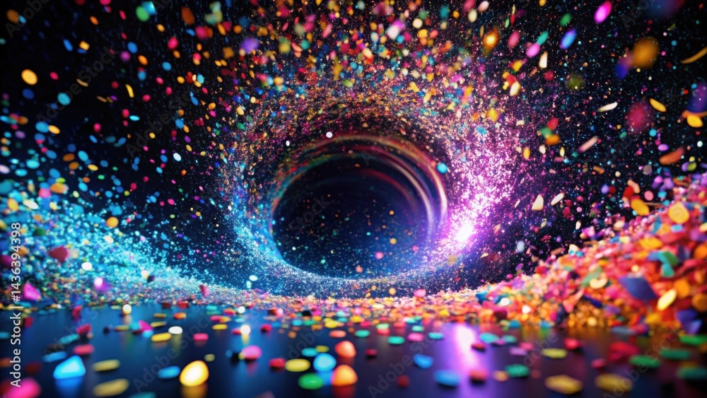 Leinwandbilder a swirling vortex of vibrant confetti, a kaleidoscope of color and light, explodes with festive ener