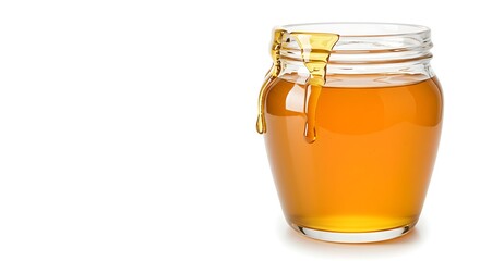 Glass jar of honey with realistic golden drip