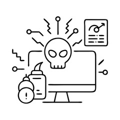 cyber incident icon, cyber incident line art - simple line art of cyber incident, perfect for cyber incident logos and icons