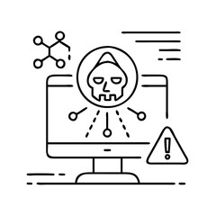 cyber incident icon, cyber incident line art - simple line art of cyber incident, perfect for cyber incident logos and icons