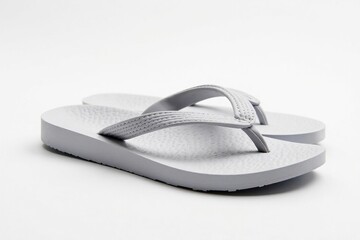 Close-up of a single flip-flop against a stark white backdrop , footwear, bright