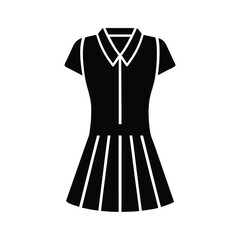 pleated tennis dress with collar icon vector illustration