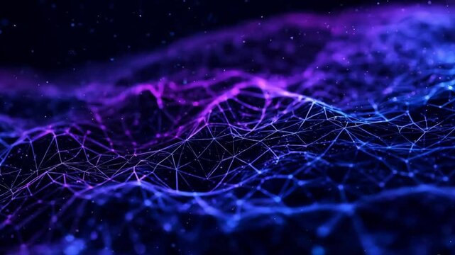 Futuristic Data Network in 4K - Glowing Blue & Purple Cybernetic Connections - Abstract Tech Background for Presentations & Sci-Fi Projects