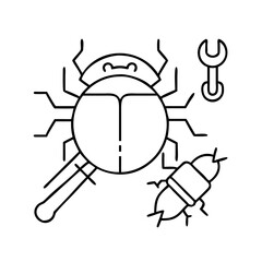 debugging tools icon, debugging tools line art - simple line art of debugging tools, perfect for debugging tools logos and icons