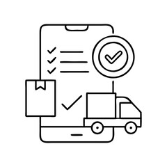 delivery confirmation icon, delivery confirmation line art - simple line art of delivery confirmation, perfect for delivery confirmation logos and icons