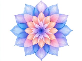 Obraz premium Pastel-colored flower mandala with delicate petals, symmetrical design
