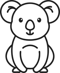 Koala icon line art vector on transparent background