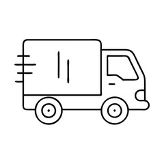 delivery truck icon, delivery truck line art - simple line art of delivery truck, perfect for delivery truck logos and icons