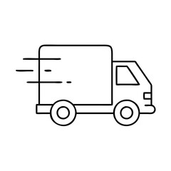 delivery truck icon, delivery truck line art - simple line art of delivery truck, perfect for delivery truck logos and icons