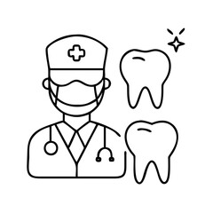 dentist icon, dentist line art - simple line art of dentist, perfect for dentist logos and icons