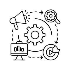 marketing automation icon, marketing automation line art - simple line art of marketing automation, perfect for marketing automation logos and icons