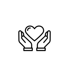 Obraz premium Outline of two hands holding a heart in a caring and supportive illustration style 