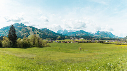 dorf und berge in tirol