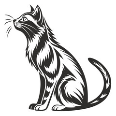 Obraz premium A cute black and white kitten vector illustration depicts a domestic feline animal in a cartoon art style