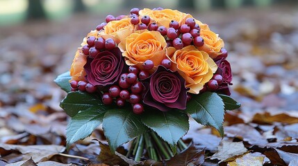 Rose and berry floral arrangement