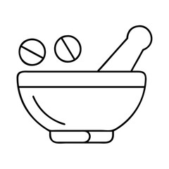 medicine mortar and pestle icon, medicine mortar and pestle line art - simple line art of medicine mortar and pestle, perfect for medicine mortar and pestle logos and icons
