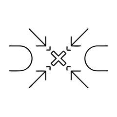 merge conflict icon, merge conflict line art - simple line art of merge conflict, perfect for merge conflict logos and icons