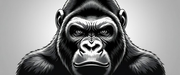 majestic close-up portrait of a serious gorilla with intense expression