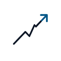 Vector icon of an upward trending line graph with arrow tip Symbolizes growth progress success data increase or positive results Modern simple design blue accent business finance and analytics visuals