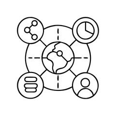 network icon, network line art - simple line art of network, perfect for network logos and icons