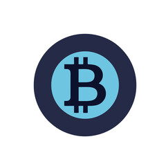 Obraz premium Flat vector icon of the Bitcoin BTC symbol Minimalist design representing cryptocurrency digital currency blockchain finance or fintech concepts Modern blue coin graphic perfect web UI payment buttons