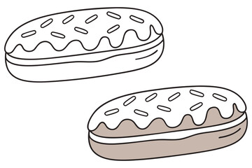 Outline style Two frosted donuts with sprinkles isolated on a white background