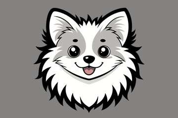 Adorable Cartoon Pomeranian Dog Head Illustration