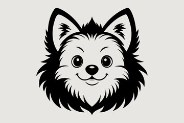 Adorable Cartoon Dog Head Black and White Illustration