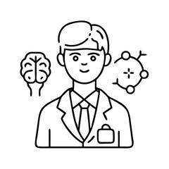 neurologist icon, neurologist line art - simple line art of neurologist, perfect for neurologist logos and icons