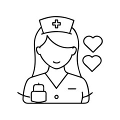 nurse icon, nurse line art - simple line art of nurse, perfect for nurse logos and icons