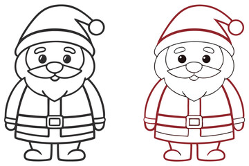 Cartoon Santa Claus Illustrations, Outline, Festive Holiday Character, Christmas Theme
