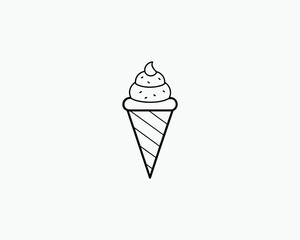 Ice Cream Outline Dessert Drawing Vector Illustration 