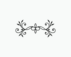 Leafy Vine Divider Line Outline Art Vector Illustration 