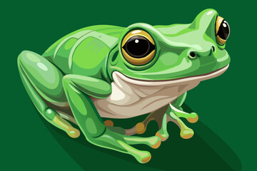 Vibrant Green Tree Frog Illustration Detailed Closeup