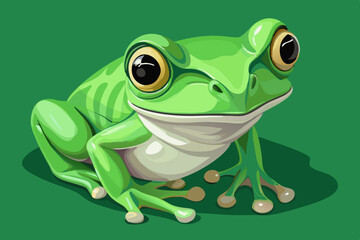 Cute Green Tree Frog Illustration Cartoon Amphibian