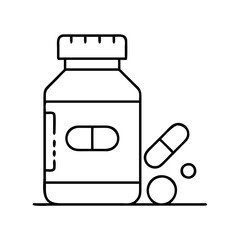 painkiller icon, painkiller line art - simple line art of painkiller, perfect for painkiller logos and icons