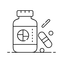 painkiller icon, painkiller line art - simple line art of painkiller, perfect for painkiller logos and icons